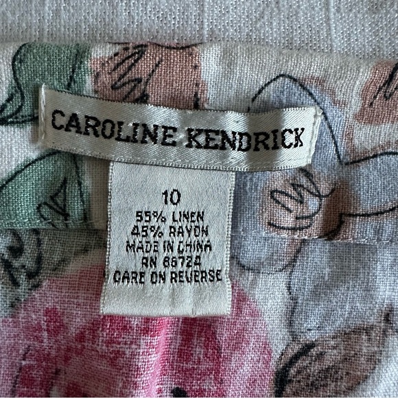Vintage Caroline Kendrick Linen Blend Floral Skirt Size 10 Easter Summer 90s - Picture 9 of 10